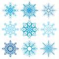 Various snowflake shapes decorative winter set vector illustration Royalty Free Stock Photo