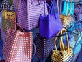 various souvenirs and merchandise at the Kumbasari Denpasar Bali art market, Indonesia Royalty Free Stock Photo