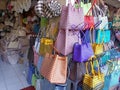 various souvenirs and merchandise at the Kumbasari Denpasar Bali art market, Indonesia Royalty Free Stock Photo