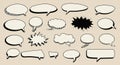 Various speech and thought bubbles are illustrated in a comic style against a Royalty Free Stock Photo