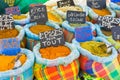 Various spices on a food market Royalty Free Stock Photo