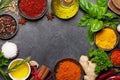 Various spices, herbs and condiments Royalty Free Stock Photo