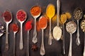 Various spices spoons