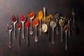 Various spices spoons