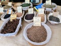 Various spices on a street market in Arles, France Royalty Free Stock Photo