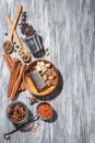 Various spices on wood Royalty Free Stock Photo