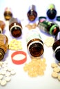 Various spilled medicines Royalty Free Stock Photo