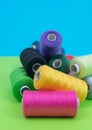 spools of sewing cotton thread of different colors