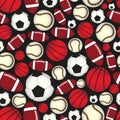 Various sport balls seamless color black pattern eps10 Royalty Free Stock Photo