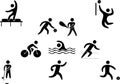 Various sports in black and white. Royalty Free Stock Photo
