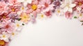 various spring flowers pattern with copy space background