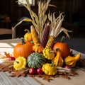 Various squashes including orange pumpkins green striped squashes Royalty Free Stock Photo