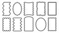 Various squiggle frames set. Zigzag wavy edges, retro frames, psychedelic rectangles, photo frames, text boxes, tags