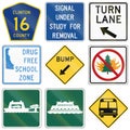 Various state law road signs used in the US Royalty Free Stock Photo