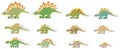 Various Stegosaurian dinosaurs in simple flat style