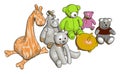 Various stuffed toy animals vector illustration