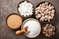 Various sugar in bowls Royalty Free Stock Photo