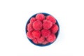 Fresh raspberries, on plate on Isolated white background. Berries Royalty Free Stock Photo