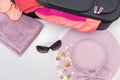 Various Summer Items Ready for Trip Packing Royalty Free Stock Photo