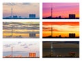 Various sunsets and sunrises over city