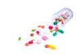 Various of Tablets mix heap drugs pills capsules therapy doctor flu antibiotic pharmacy medicine medical on white background