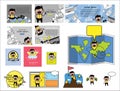 Various Templates with Comic Indian Man Characters - Set of Concepts Vector illustrations