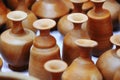 Various terracotta pots and decorative items store, Rows of traditional handmade clay pots and earthenware for sale in Pune, India Royalty Free Stock Photo