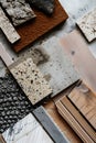 Various textured material samples for interior design Royalty Free Stock Photo