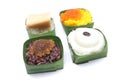 Various Thai sticky rice with topping