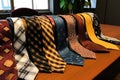 various tie patterns displayed on a table Royalty Free Stock Photo