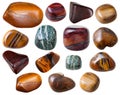 Various Tiger's eye ( Tigereye) gemstones isolated Royalty Free Stock Photo