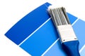 Various Tints of Blue Paint Samples with Brush