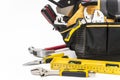 Various tools in bag Royalty Free Stock Photo
