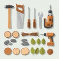 Various tools and natural elements are arranged systematically against a light Royalty Free Stock Photo