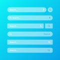 Various transparent search bar templates. Internet browser engine with search box, address bar and text field. UI design