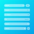 Various transparent search bar templates. Internet browser engine with search box, address bar and text field. UI design