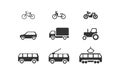 Various transportation set black icon. Car bus bike and motorcycle. Vector Royalty Free Stock Photo