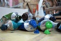 Various tubes of paint Royalty Free Stock Photo