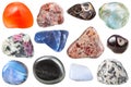 Various tumbled ornamental gem stones isolated Royalty Free Stock Photo