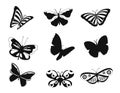 Various type Butterfly isolated vector Silhouette Royalty Free Stock Photo