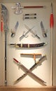 Chinese martial arts weapons on display at madame tussauds in hong kong