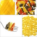 Various type of Italian pasta collage Royalty Free Stock Photo