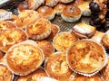 Various types of bread are displayed for sale. Royalty Free Stock Photo