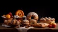 A various types of bread on a wooden table Royalty Free Stock Photo