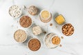 Various types cereal grains groats Royalty Free Stock Photo