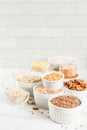 Various types cereal grains groats Royalty Free Stock Photo