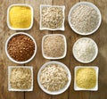 Various types of cereal grains Royalty Free Stock Photo