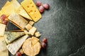 Various types of cheese with empty space background Royalty Free Stock Photo