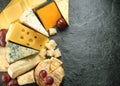 Various types of cheese with empty space background Royalty Free Stock Photo