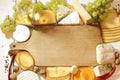 Various types of cheese with empty space background Royalty Free Stock Photo